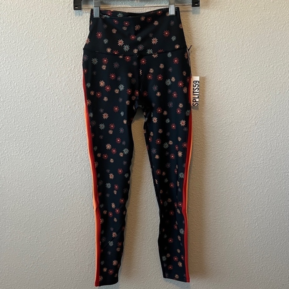 Splits59 Sydney Techflex 7/8 Legging Black Floral Size Medium NWT